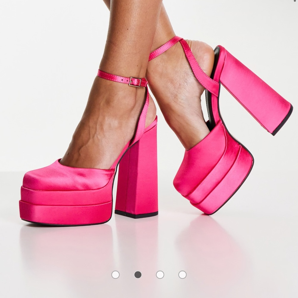 ASOS Pink Satin Platform High Heels